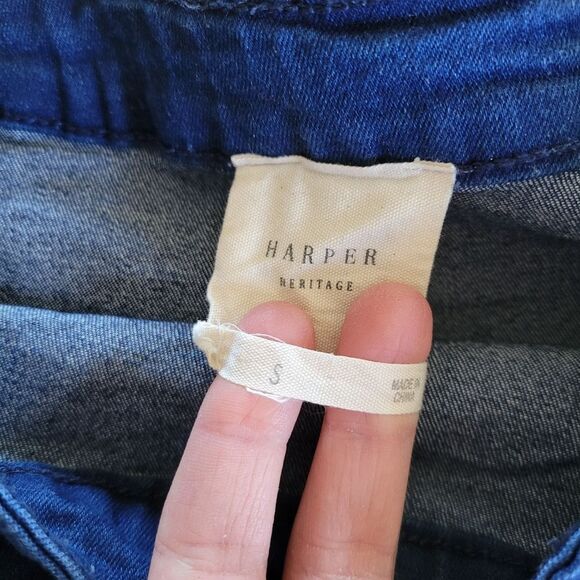 Harper Heritage Denim Blue Mini Skirt Wrap Small Cotton Blend - Picture 4 of 7